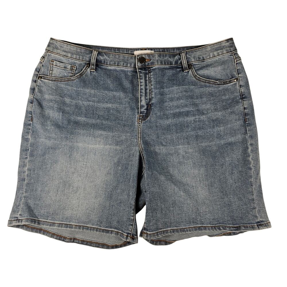Lane Bryan Womens 18 Signature Fit Mid-rise Boyfriend Shorts Distressed Denim